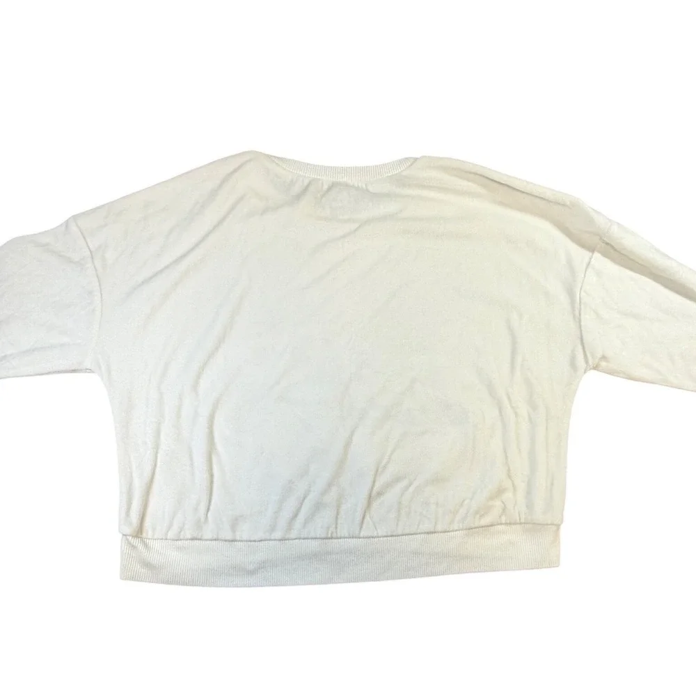Justice Girls White Sleeping Cat Sherpa Graphic Sweatshirt Size 12/14 L J9